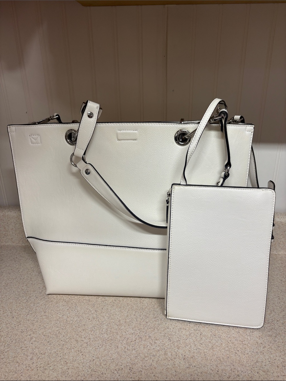 Calvin Klein White Tote with Yellow Floral Detail - Picture 6 of 7